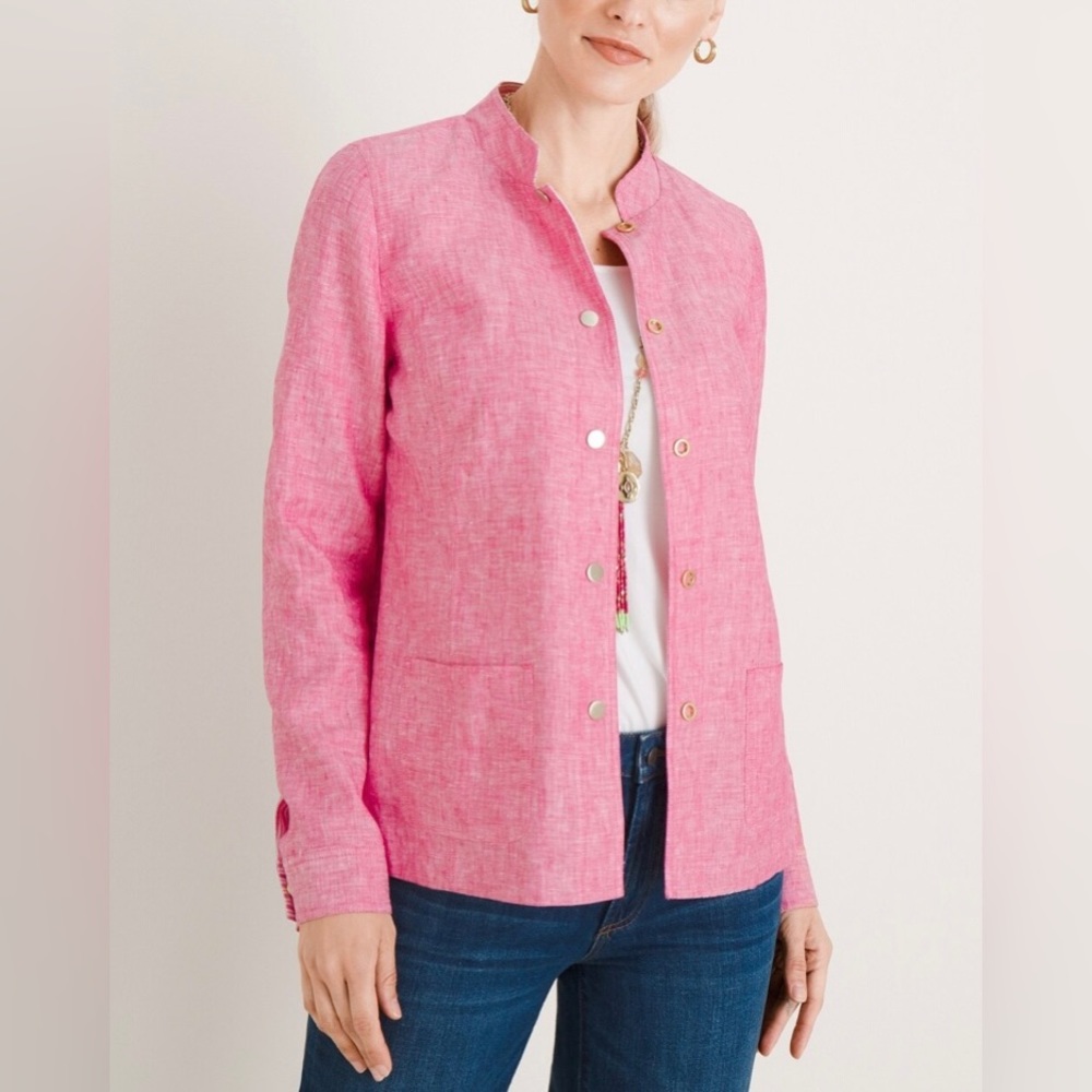 CHICO’S Petite Reversible Linen Jacket S 2P (US 12/14P)
